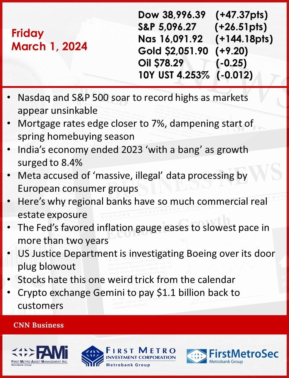 CNN Business News & Business World Headlines First Metro Investment